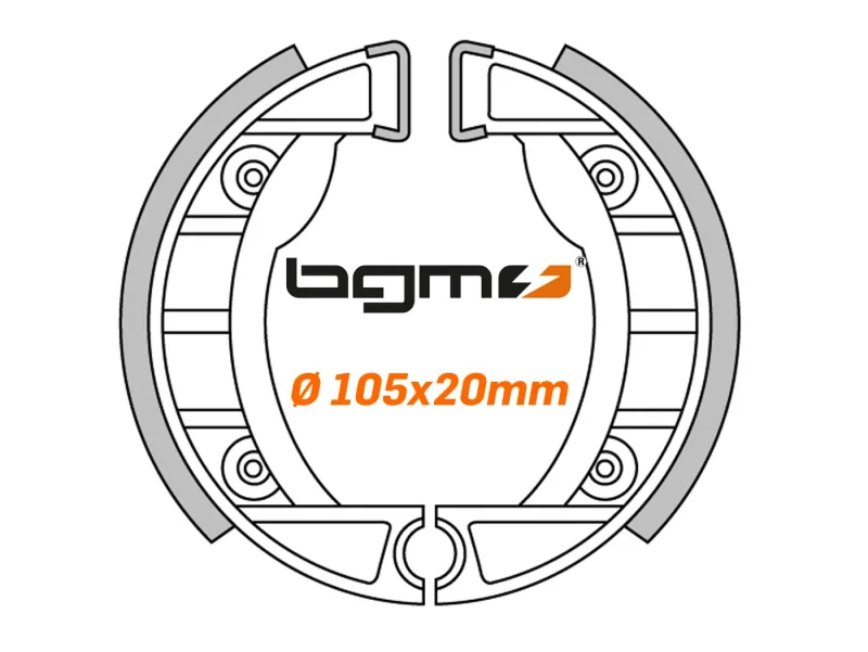 Bremsbacken BGM PRO Ø=104x20mm Piaggio Bravo, Piaggio Ciao, Piaggio Grillo, Piaggio Si, Piaggio Superbravo, Piaggio Vespino F9, Piaggio Velofax