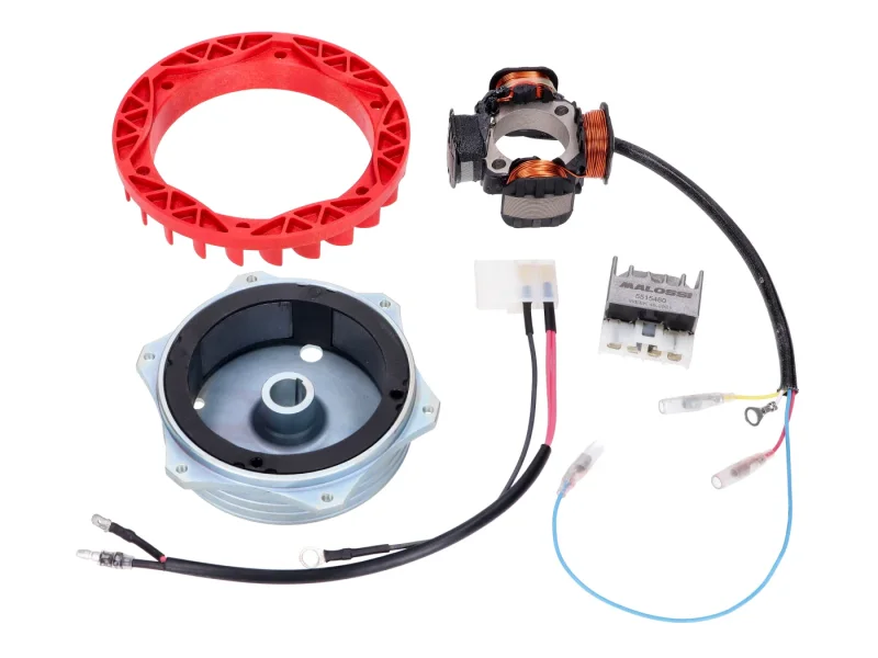 Zündung Set Malossi Power Upgrade auf 12V 90Watt 4-Spulen für Italjet Pack, Piaggio Bravo, Ciao, Grillo, Si, Superbravo Mofa/Moped